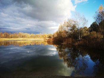 Scenic view of lake against sky