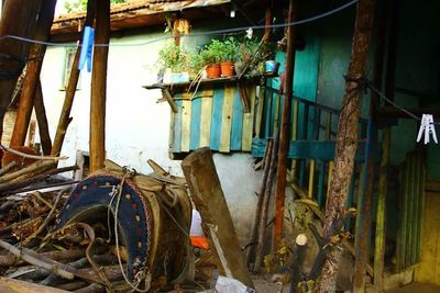 Clothes hanging on built structure