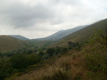 Scenic view of mountains against sky