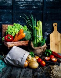 Vegetables on table at home