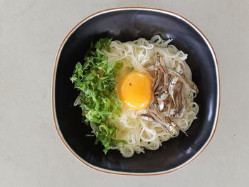 High angle view of food in bowl