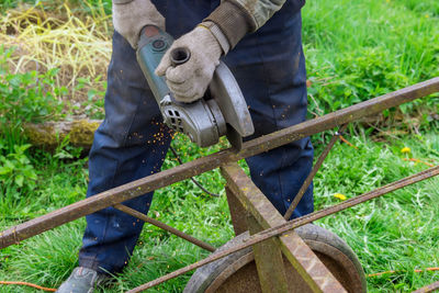 Man working on field