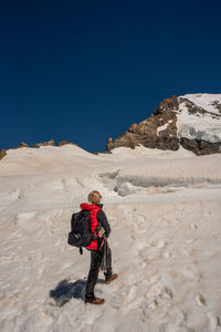 A mountain hiker in the swiss alps