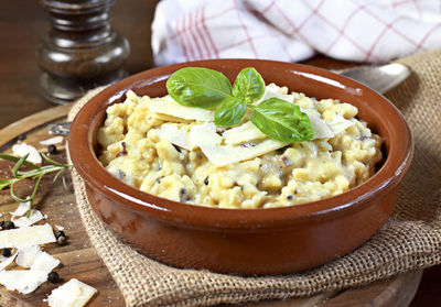 Close-up of salad in bowl on table
