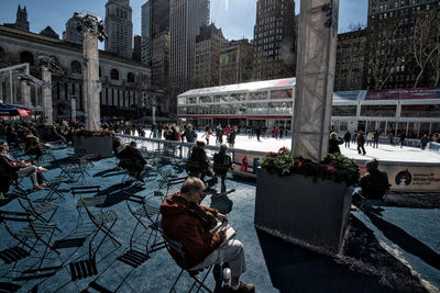 People at town square