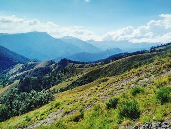 Scenic view of mountains against sky