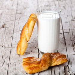 High angle view of breakfast on table