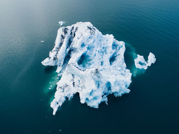 High angle view of frozen sea