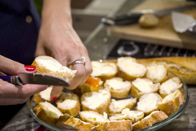 Close-up of person preparing food