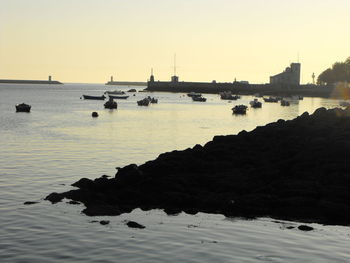 View of calm sea at sunset