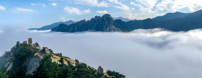 Panoramic view of mountains against sky