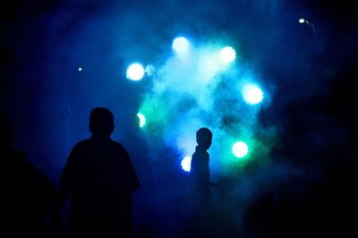 Rear view of silhouette people at music concert