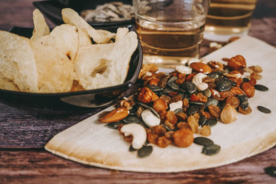 High angle view of food on table