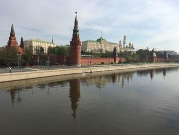 Kremlin by river against sky