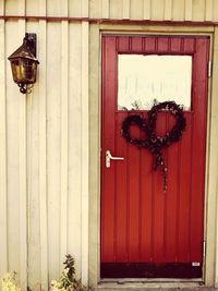 Closed door of building