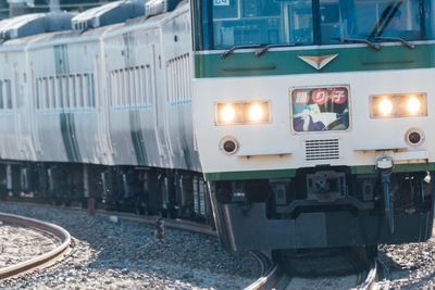 Train at railroad tracks