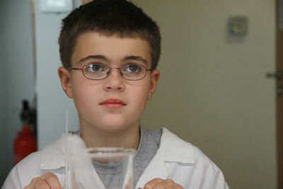 Portrait of boy in science lab