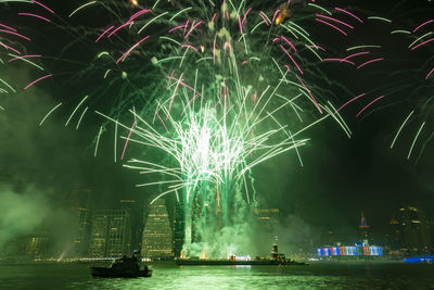 Firework display at night