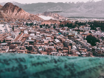 High angle view of buildings in city