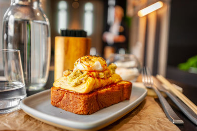 Close-up of food on table