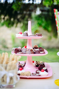 Close-up of cake on table