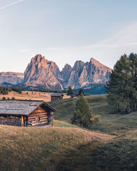 Scenic view of landscape and mountains against sky