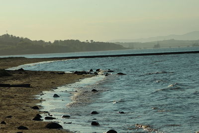 Scenic view of sea against clear sky