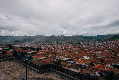 High angle view of townscape against sky