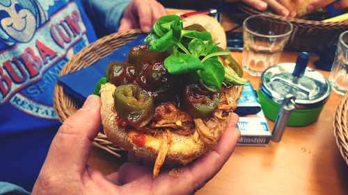 Close-up of hand holding food