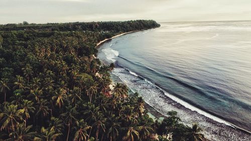 High angle view of sea against sky