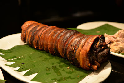 Close-up of meat in plate