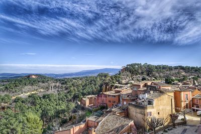 High angle view of townscape against sky