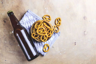 High angle view of food on table