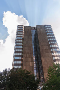 Low angle view of modern building against sky