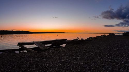 Scenic view of calm lake at sunset