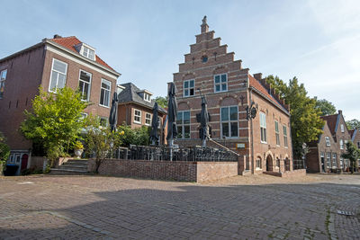 Medieval houses in the fortified city woudrichem in the netherlands