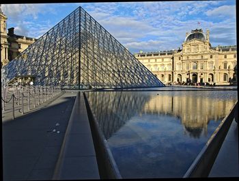 Reflection of building in water