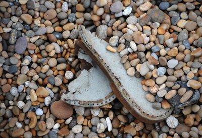 High angle view of pebbles