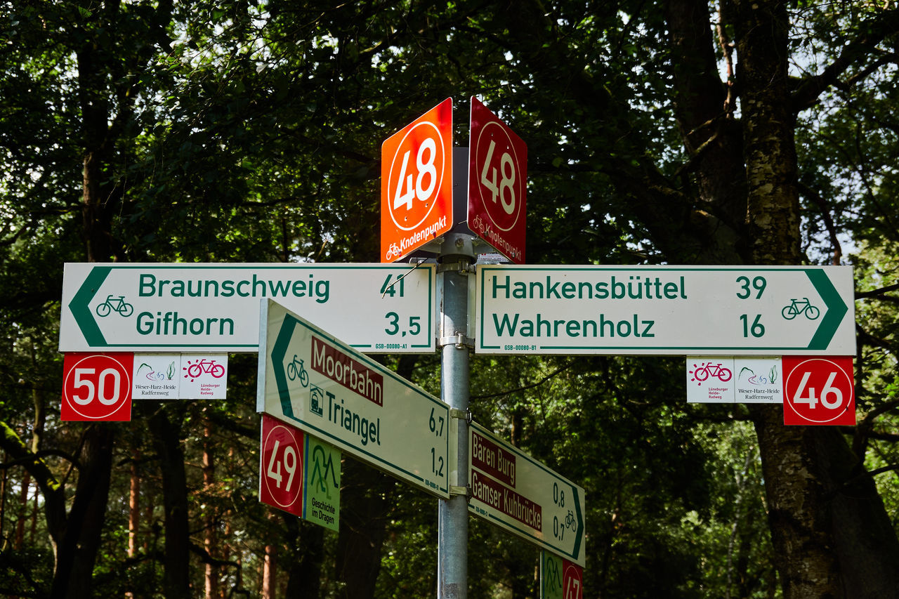 INFORMATION SIGN AGAINST TREES