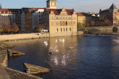 View of canal in city