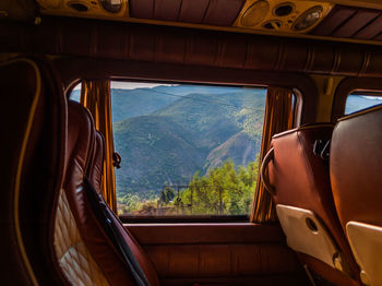 View of train through window