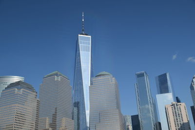 Low angle view of buildings against clear sky