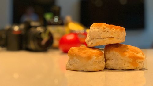 Close-up of bread in plate