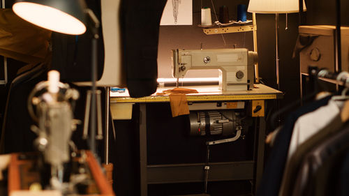 Close-up of sewing machine