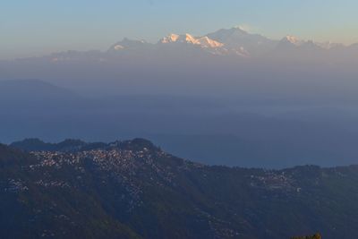 Scenic view of mountains against clear sky