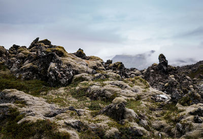 Scenic view of rocky mountains against sky