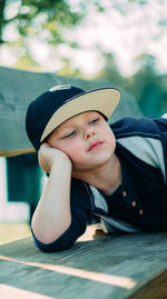 Portrait of boy looking away