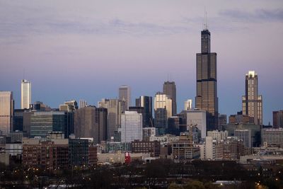 View of skyscrapers in city