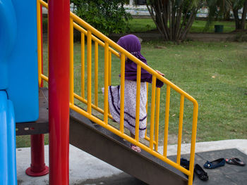 Low angle view of slide in playground