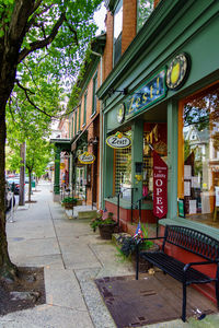 Sidewalk by building in city